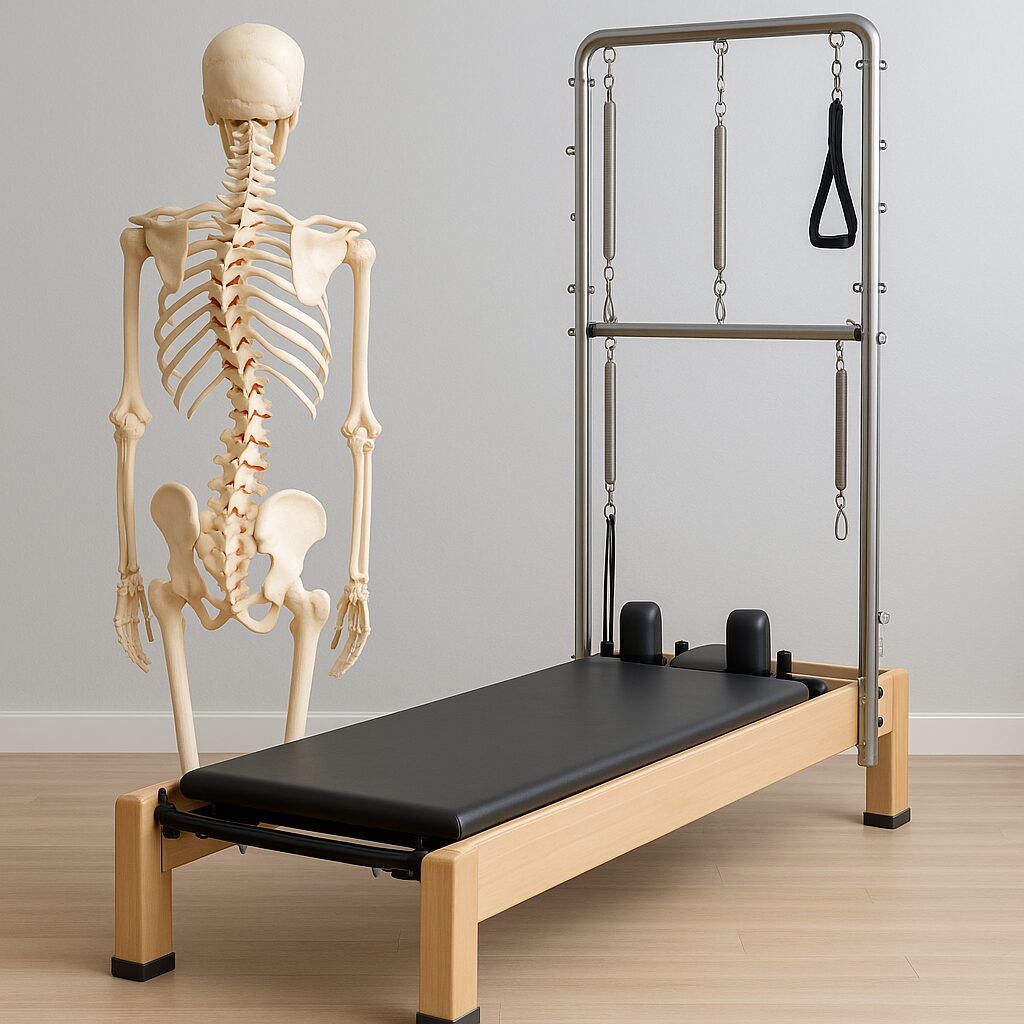 Colonna vertebrale scoliotica trattata con esercizi di Pilates Reformer e Tower